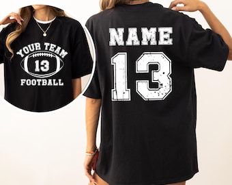 Custom Football Shirt, Comfort Colors Personalized Vintage Football Shirt, Team Name and Number T-shirt, Football Mom Tee, Sports Team Gift