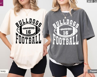 Custom Football Comfort Colors Shirt, Team and Number Personalized T-shirt, Game Day Shirt