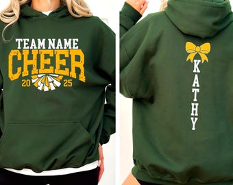 Custom Cheer Team Name Hoodie, Personalized Cheerleader Sweatshirt, Retro Cheer Mom Hoodie, Cheer Competition Sweatshirt, School Mascot Gift