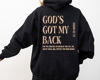 God's Got My Back Hoodie, Christian Bible Verse Sweatshirt, Christian Merch Church Faith Jesus Sweat