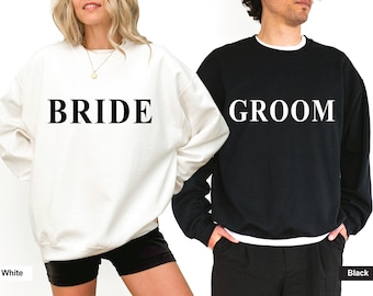 Bride and Groom Matching Sweatshirts, Custom Bride and Groom Sweatshirts, Personalized Engagement Gift for Couple Wedding Anniversary Sweats