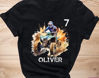 Custom ATV Birthday Boy Shirt, Personalized ATV Birthday Name and Age Shirt, Personalization Offroad Kids Shirt, Custom Quad Kids Name Tee
