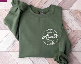 Cool Aunts Club Sweatshirt, Custom Sweatshirt for Aunties, Pregnancy Reveal Sweater, Mothers Day New Aunt Announcement Birthday Gift