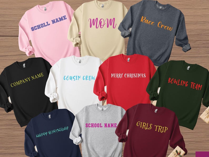 Custom Text Design Sweatshirt, Personalized Writing Saying Sweatshirt, Custom School Logo Personalized Sweatshirt, Matching Family Hoodie