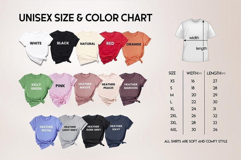 a picture of a t - shirt size guide