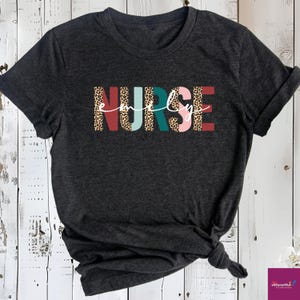 Custom Nurse Leopard Print Shirt, Personalized Leopard Nurse Name Gifts Shirt, Nursing School Grad, Registered Nurse Practitioner Gift