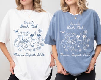 Comfort Colors Bachelorette Shirt, Custom Beach Coastal Themed Shirt, The Bach Club Tshirt, Beach Bride and Bridesmaid Gifts Tee