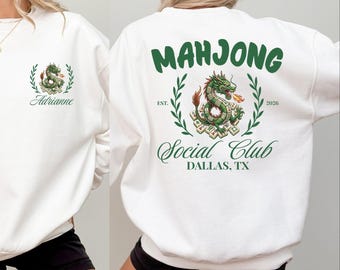 Mahjong Sweatshirt, Custom Mahjong Social Club Sweatshirt, Mahjong Lover Gift Sweat, Game Days Night Mahjong Hoodie