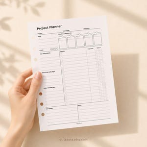 Projektplanerare utskrivbar PDF, projektledningsplanerare, uppgiftsspårare, milstolpetidslinje, deadlinespårare, A4 A5 brevplanerareinsats bild 2