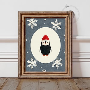 Pinguin Wandkunst, druckbare Weihnachten Kinderzimmer Dekor, niedlichen Winter Tier Druck, Kinder Urlaub Zimmer Kunst, digitaler Download