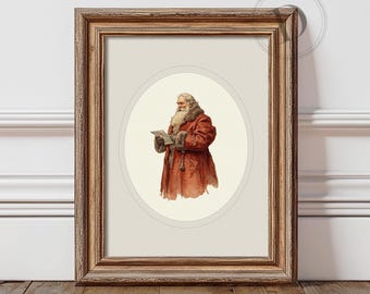 Vintage Santa Claus Printable Wall Art, Traditional Christmas Print, Digital Download
