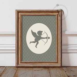 Cupid Wall Art, Printable Valentine’s Wall Art, Vintage Cupid Oval Print, Romantic Holiday Decor, Digital Download