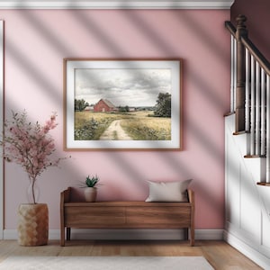 Red Barn Printable Wall Art, Rustic Farmhouse Countryside, Digital ...