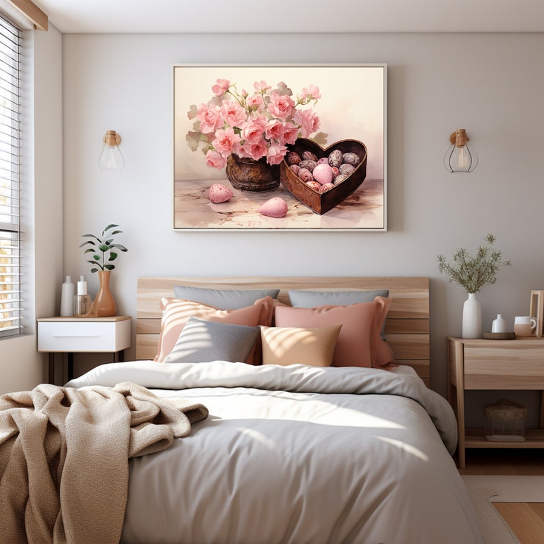 Roses & Heart Chocolate Box Valentines Day Decor Valentines Wall Art