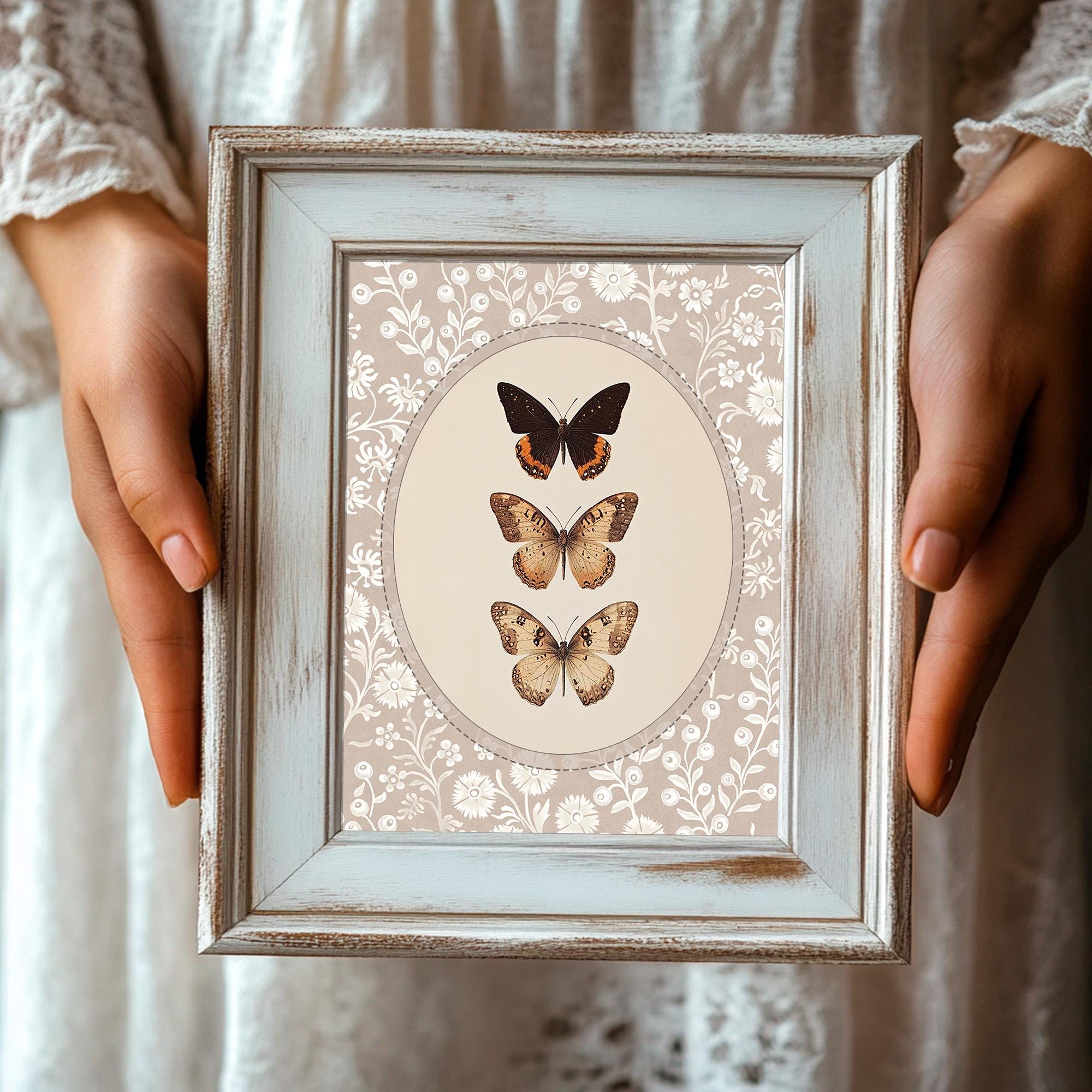 Vintage Butterfly Art Print, Cottagecore Neutral Decor Digital ...