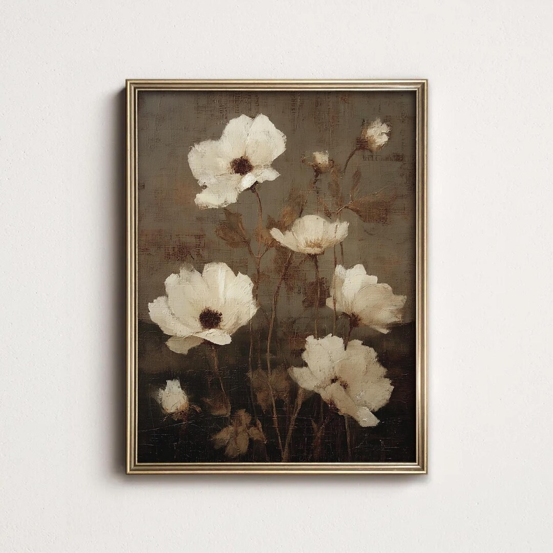 Vintage Floral Wall Art Printable, Antique White Flower Print ...