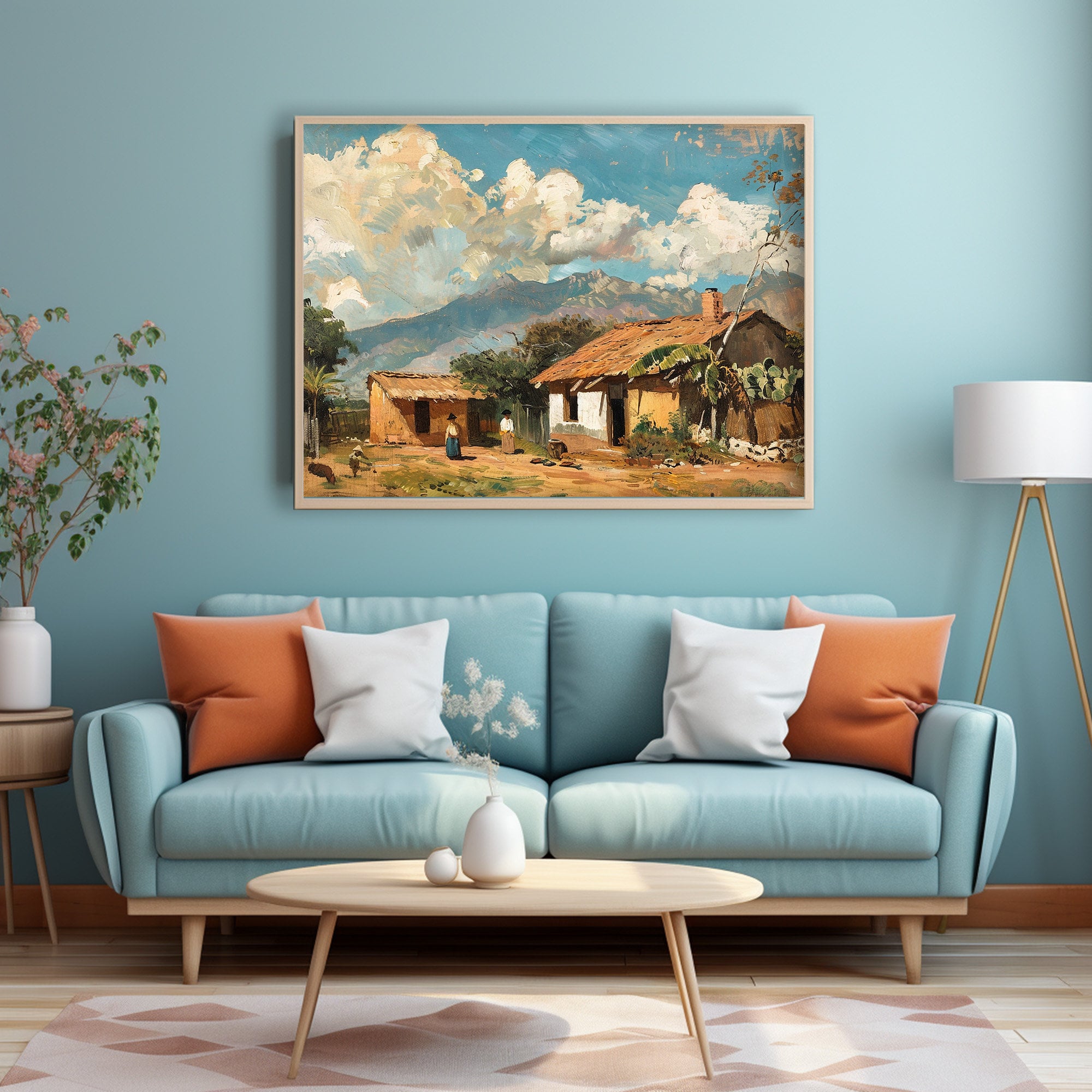 Printable Mexican Wall Art, Printable Mexican Village Print, Summer ...