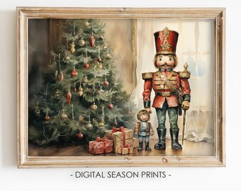 Nutcracker Christmas Print Winter Printable Wall Art Vintage Nutcracker Print Holiday Oil Painting Christmas Home Decor