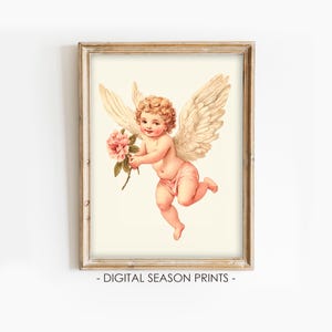 Cupid Wall Art, Printable Valentine’s Wall Art, Vintage Angel Cherub Print, Digital Download