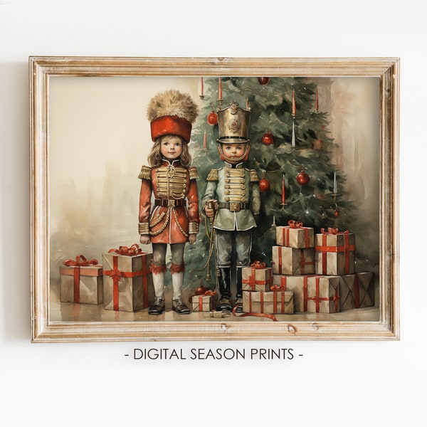 Nutcracker Print, Vintage Christmas Decor, Digital Printable Xmas Holiday Present