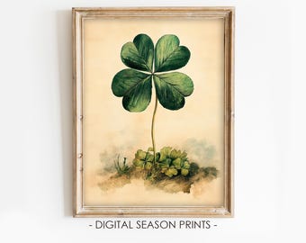 St Patrick’s Day Shamrock Print, Vintage Irish Printable Wall Art, Digital Download