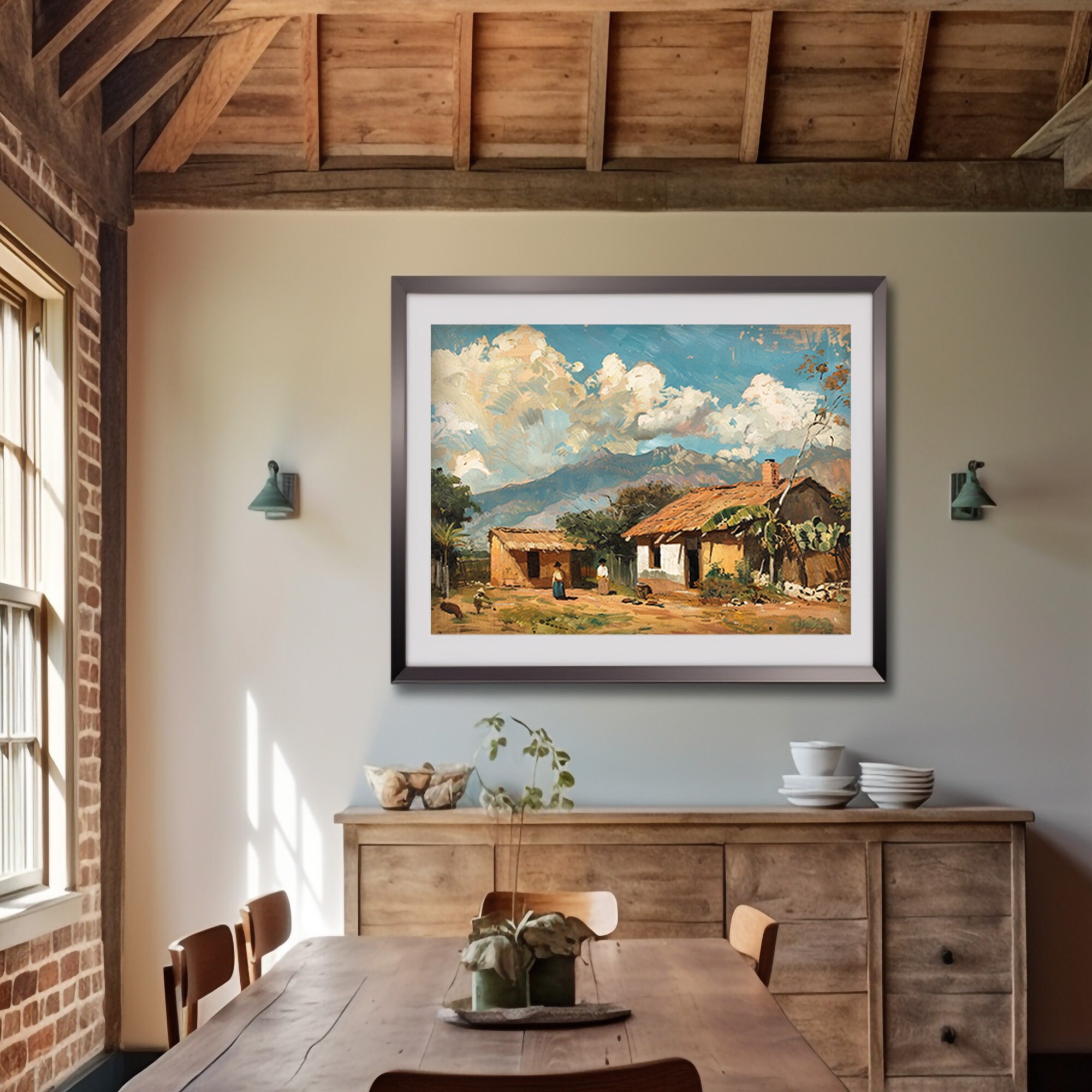 Printable Mexican Wall Art, Printable Mexican Village Print, Summer ...