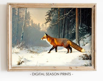 Red Fox Painting, Printable Fox Portrait, Fox Print, Fox Art, Animal Wall Art, Animal Paintings