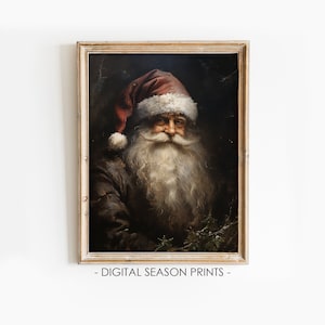 Vintage Christmas Wall Art Santa Claus Printable Christmas Oil Painting Christmas Decor Holiday Print Santa Claus Digital Download Xmas