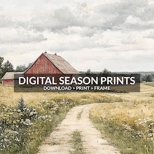 Red Barn Printable Wall Art, Rustic Farmhouse Countryside, Digital ...