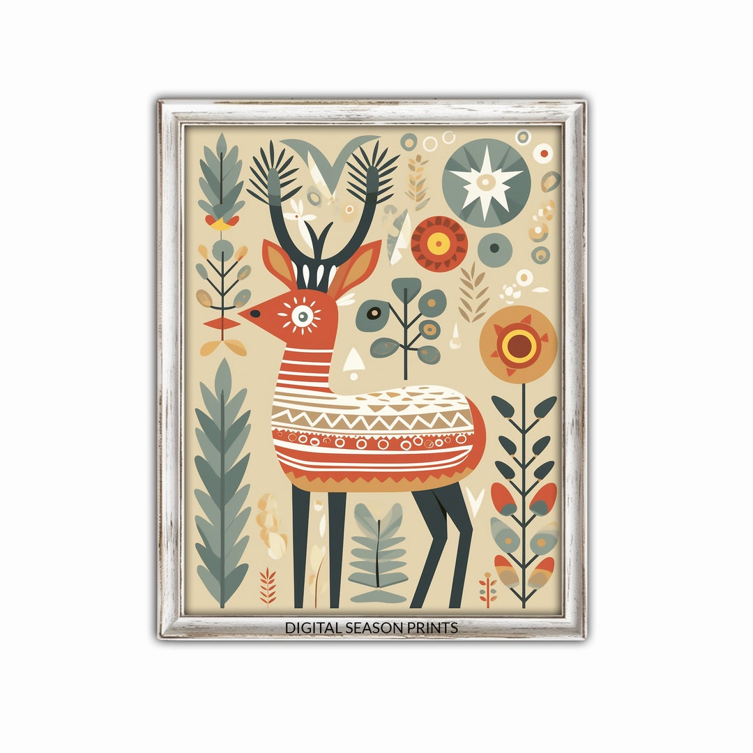 scandinavian-deer-painting-nordic-folk-art-swedish-christmas-print
