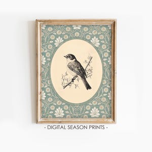 Vintage Bird Printable Art, Neutral Nursery Wall Decor, Farmhouse Sketch Print, Antique Animal Illustration, Baby Room Art