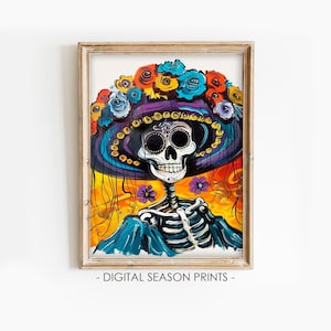 La Calavera Catrina, impression Dia de los Muertos, art mural mexicain, peinture imprimable du jour des morts, téléchargement numérique