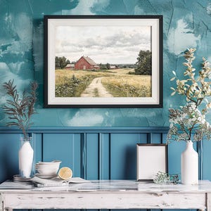 Red Barn Printable Wall Art, Rustic Farmhouse Countryside, Digital ...