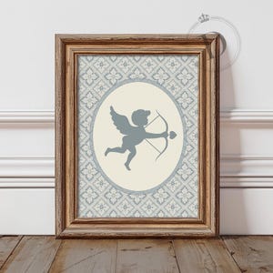 Cupid Wall Art, Printable Valentine’s Wall Art, Vintage Cupid Oval Print, Romantic Holiday Decor, Digital Download