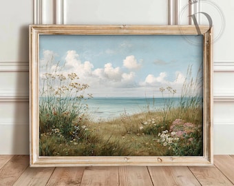 Italian Coastal Landscape Printable Wall Art, Summer Ocean Seascape, Digital Download)
