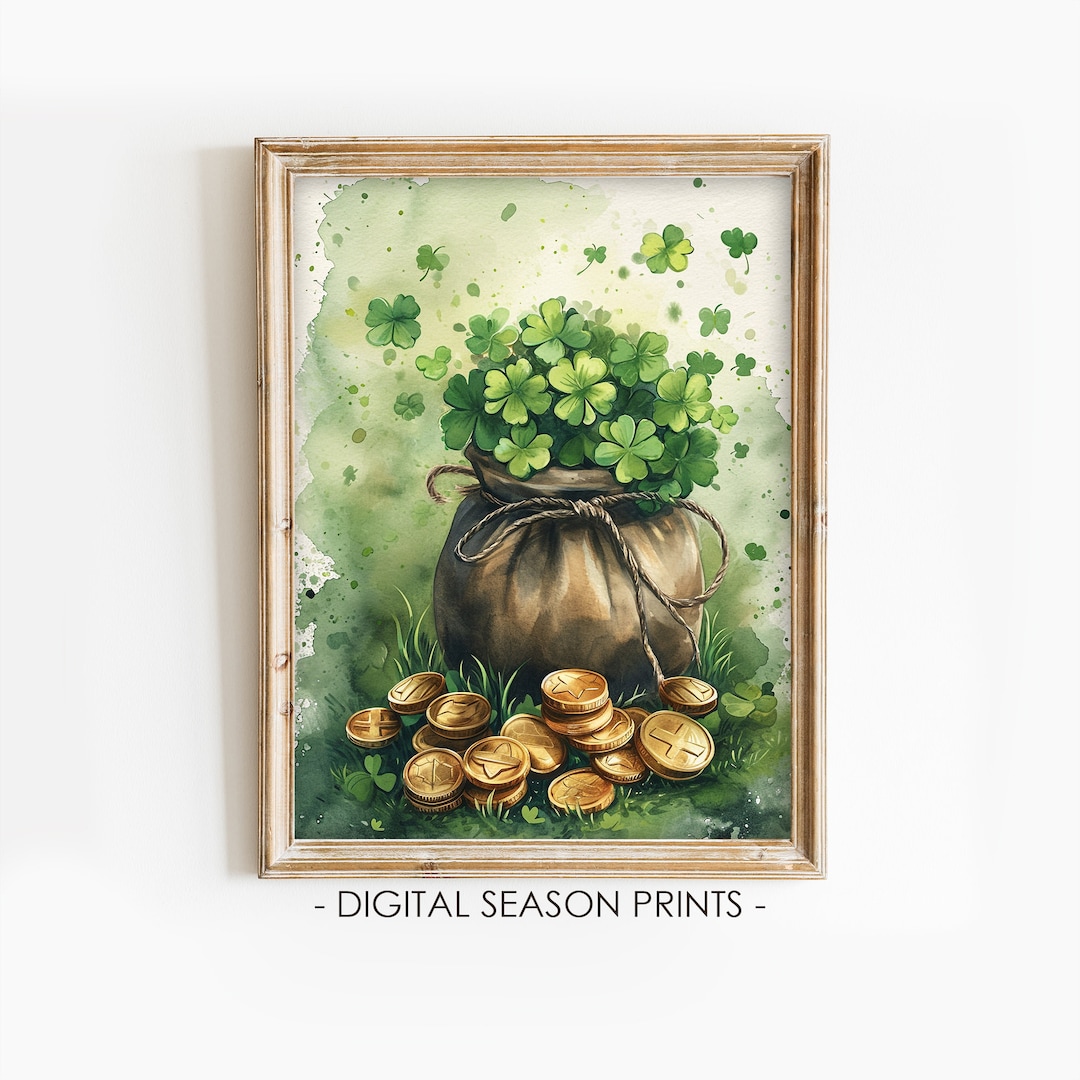 St Patrick's Day Prints, Rustic Clover Wall Art, Irish Art Gifts, Saint
