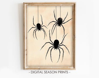 Spinne Wand Kunst zum ausdrucken, minimalistische Halloween Gothic gruselige Dekor, digitaler Download