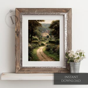 French Chateau Garden Printable Wall Art, Romantic Countryside Path Print, Digital Download image 7