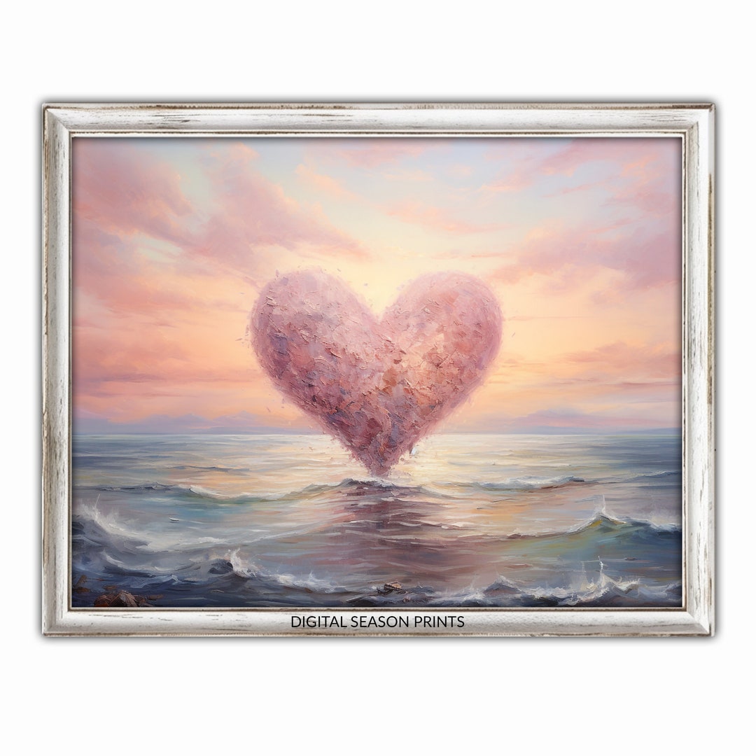 Valentines Day Pink Heart Art Valentines Wall Art Valentines Day Decor Romantic Wall Art