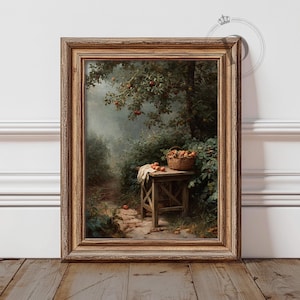 Apple Orchard Print, Printable Autumn Wall Art, Rustic Harvest Still Life Print, Digital Download