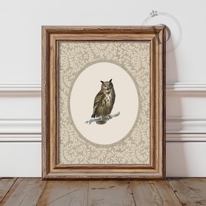 Vintage Owl Print: Rustic Cottagecore Wall Art (Digital Download