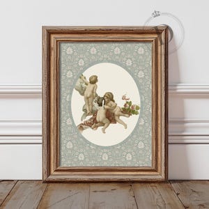 Cherub Wall Art, Printable Romantic Wall Art, Victorian Angel Cherub Print, Cottagecore Decor, Digital Download