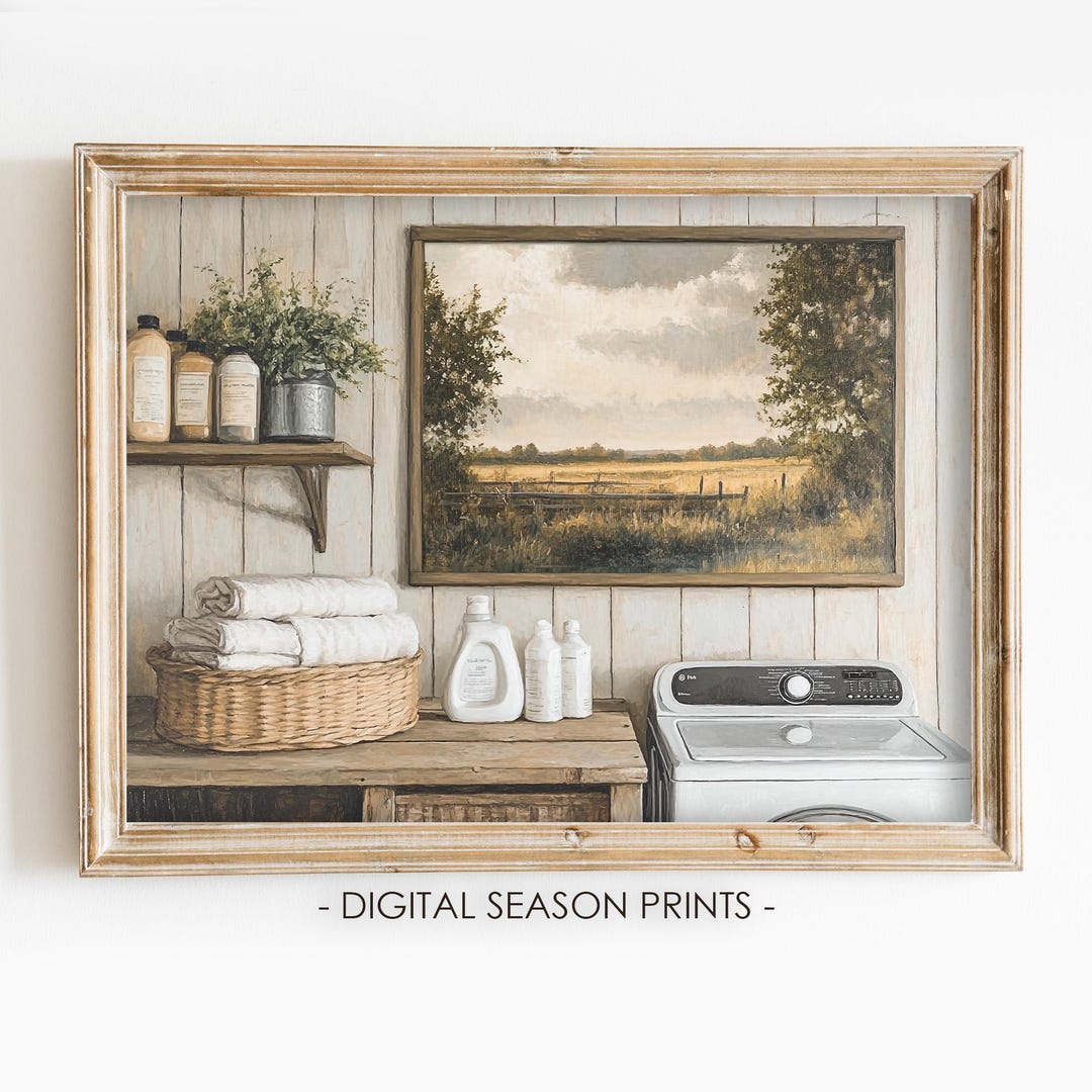 Vintage Farmhouse Laundry Room Art Print: Cottagecore Decor (digital ...