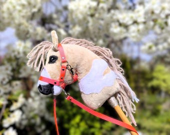 Piebald Hobby Horse | Tobiano Stick Horse A5 |Equestrian kid Toy