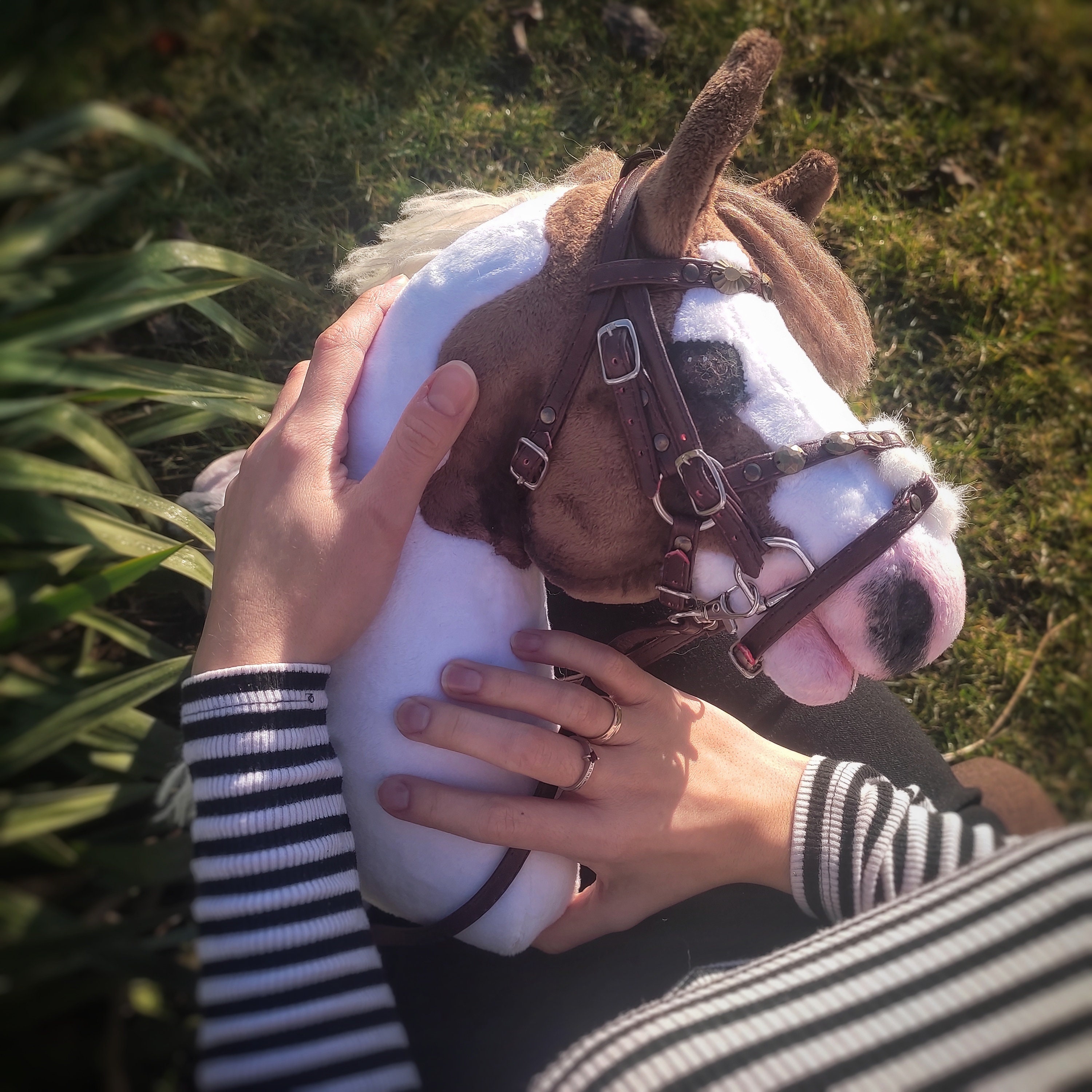 Hobby Horse On A Stick Realistic Pinto Hobby Horse On Stick (33cm