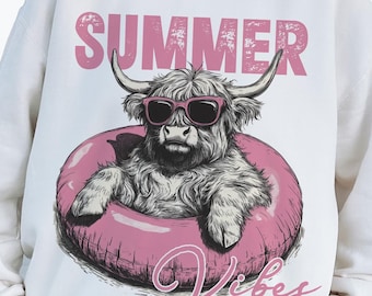 Summer Vibes Png, Highland Cow Design Png, Funny Summer Shirt Design, Funny Beach Shirt Png, Summer sublimation design, Summer Png, Png File