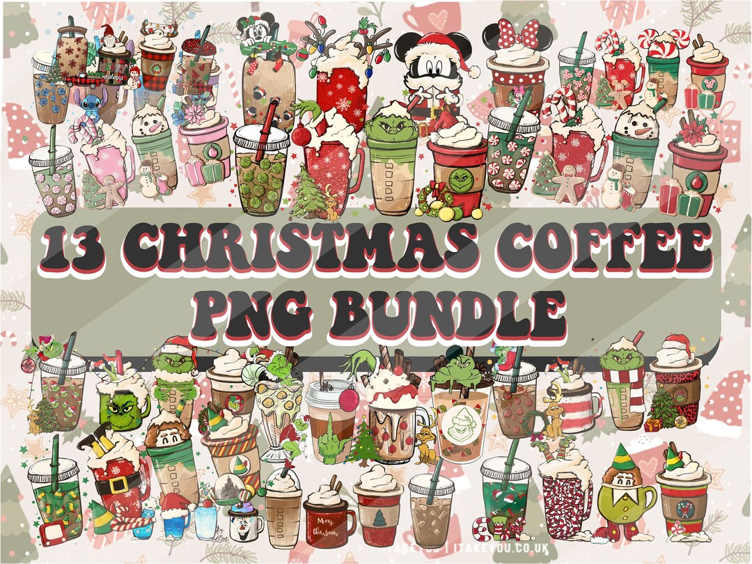 13 Christmas Coffee Latte PNG Bundle Png, Christmas Coffee Png ...