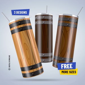 Wooden Barrel 20oz Skinny Tumbler Wrap Wooden Barrel Sublimation Design Wooden Barrel PNG Digital Download