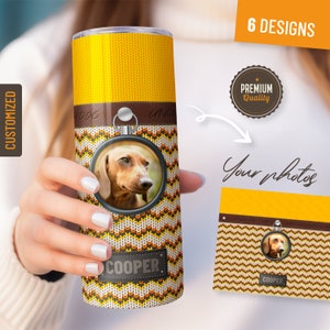 Dog Custom 20oz Skinny Tumbler with Straw Name Photo Tumbler Creative Coffee Cup Personalized Dog Tumbler Gift for Pet Owners