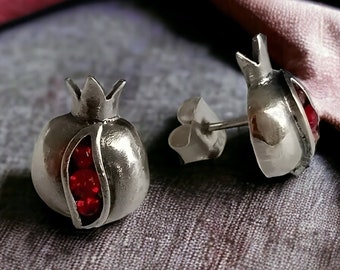 Pomegranate Earrings|Pomegranate Jewelry|Turkish Pomegranate Earrings Silver Colour|Handmade Pomegranate Jewelry